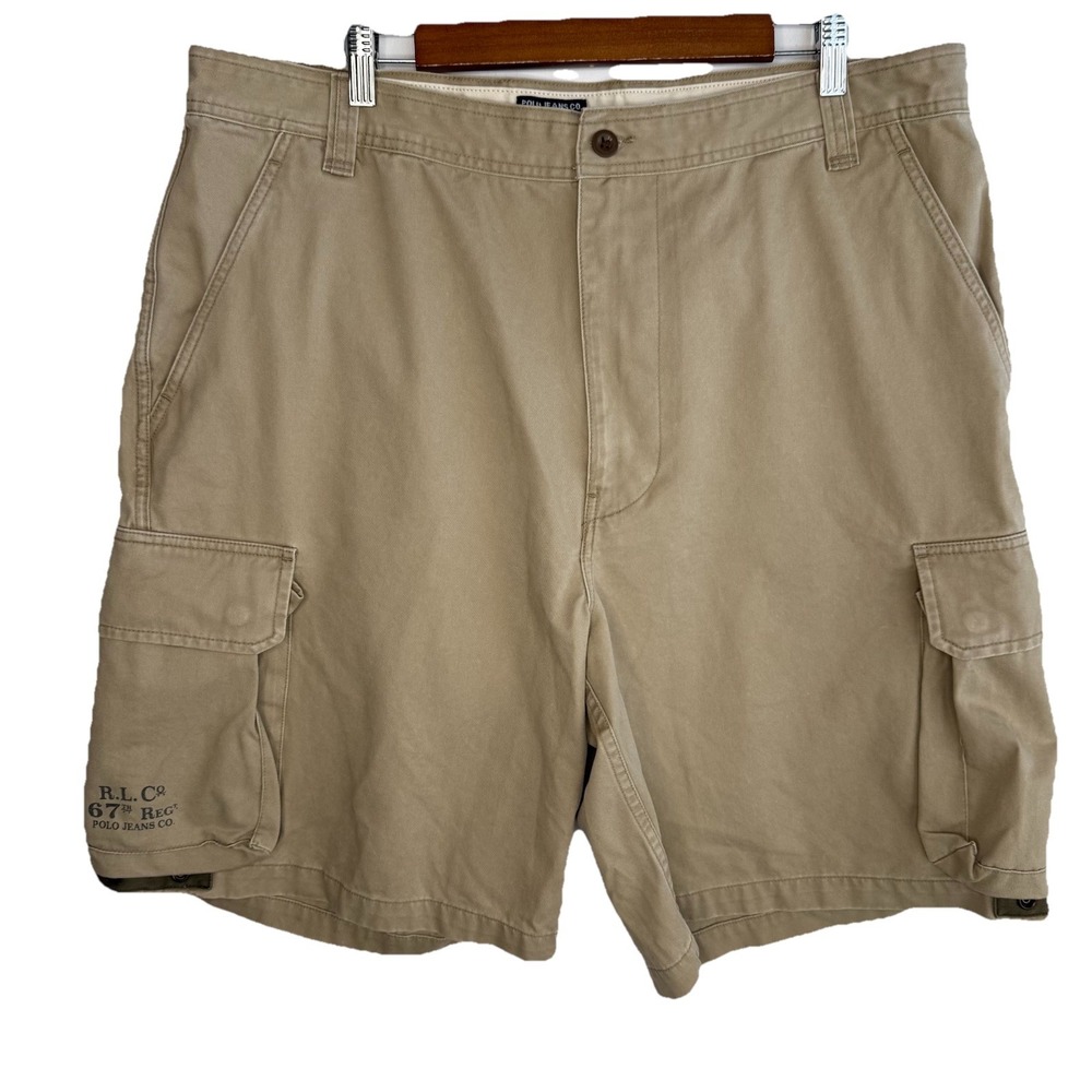 VTG Polo‎ Jeans Co Ralph Lauren Military Surplus Cargo Shorts Mens 40x10 Beige